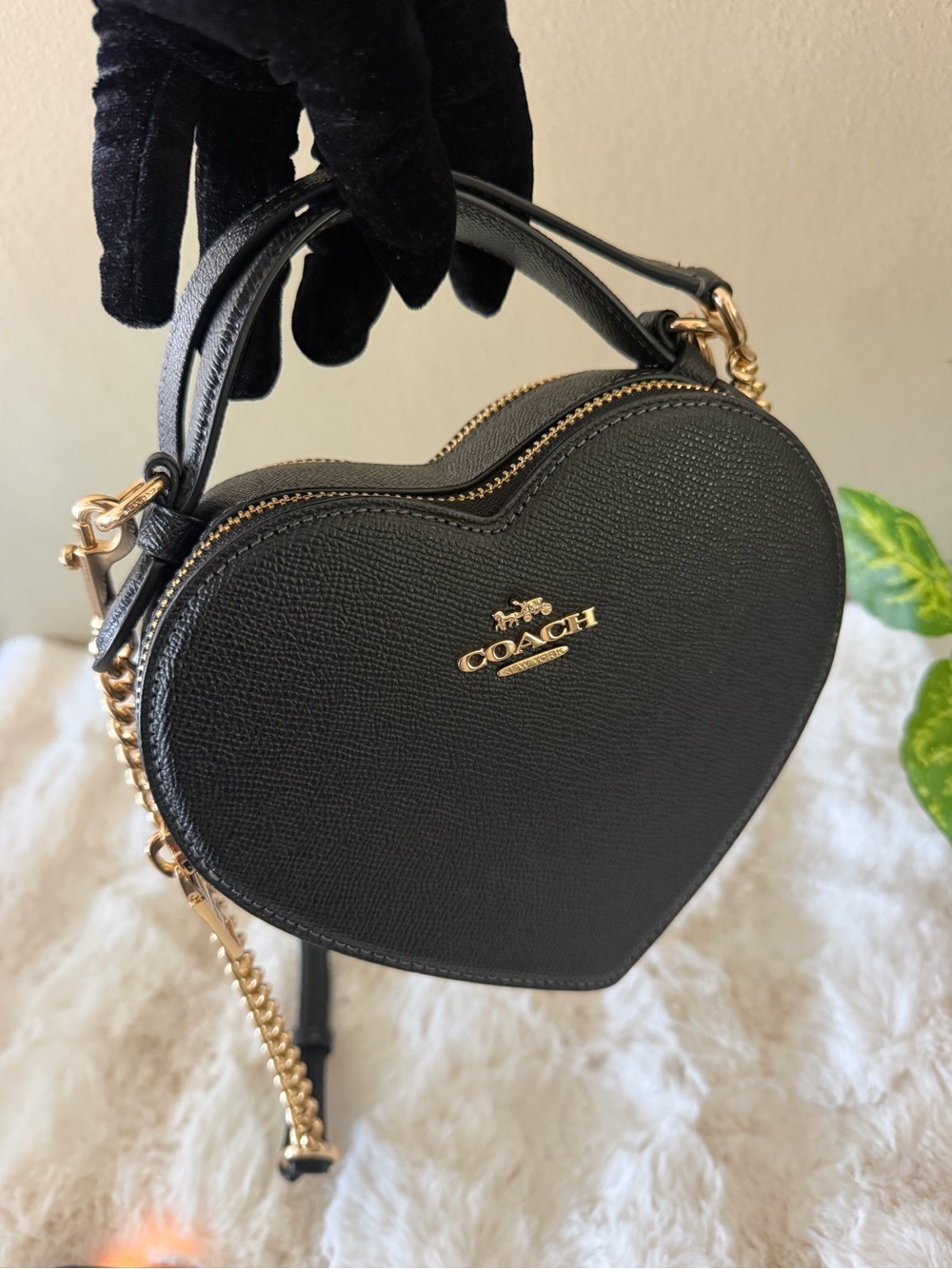 Coach Heart-Shaped Leather Black Crossbody Bag. Used like new. Authentic bag